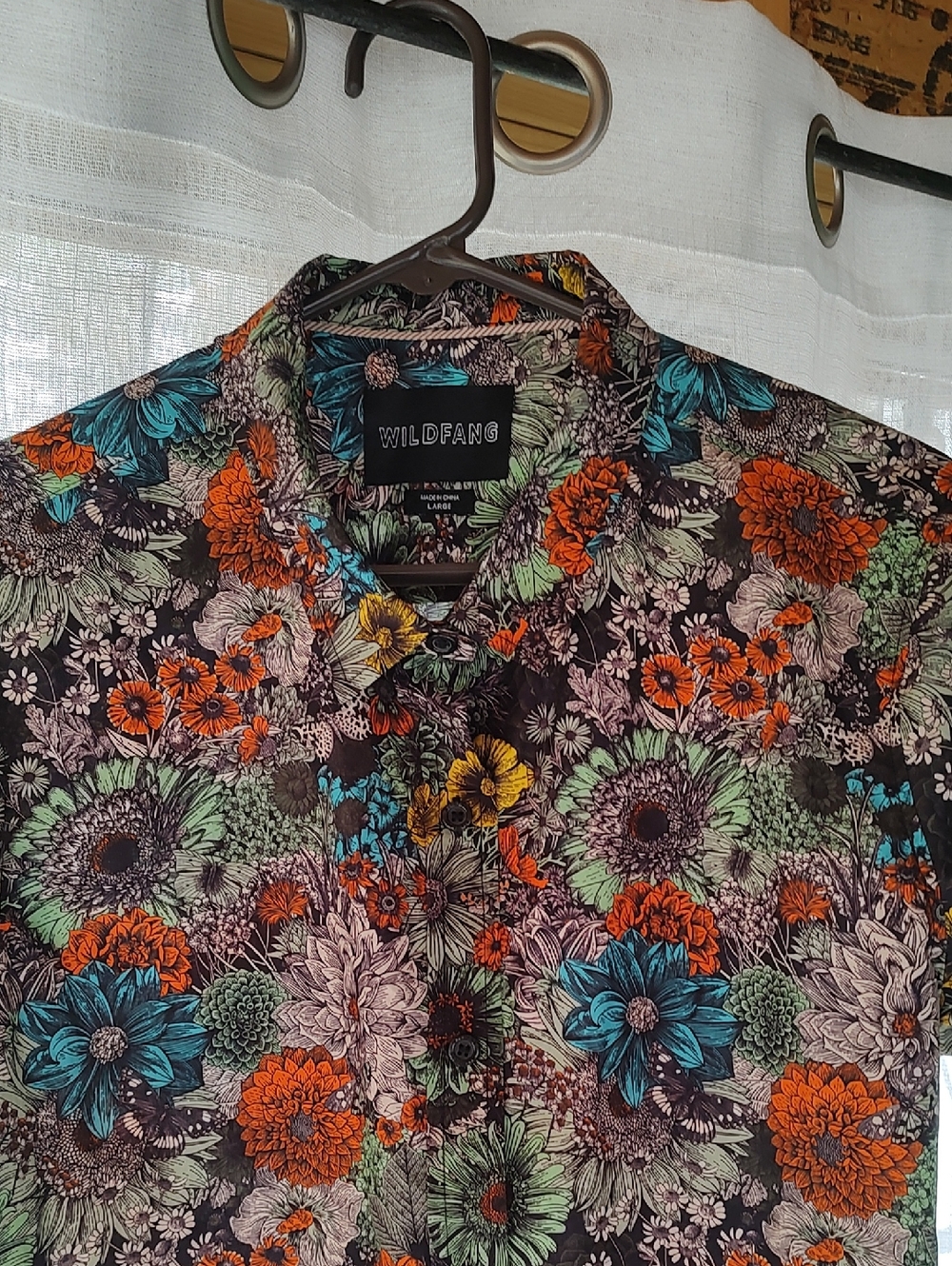 Wildfang Floral Button-Down Shirt in Orange, Teal & Green